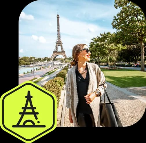 woman with the eiffel tower in the background